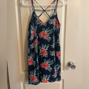 Hawaiian print dress navy